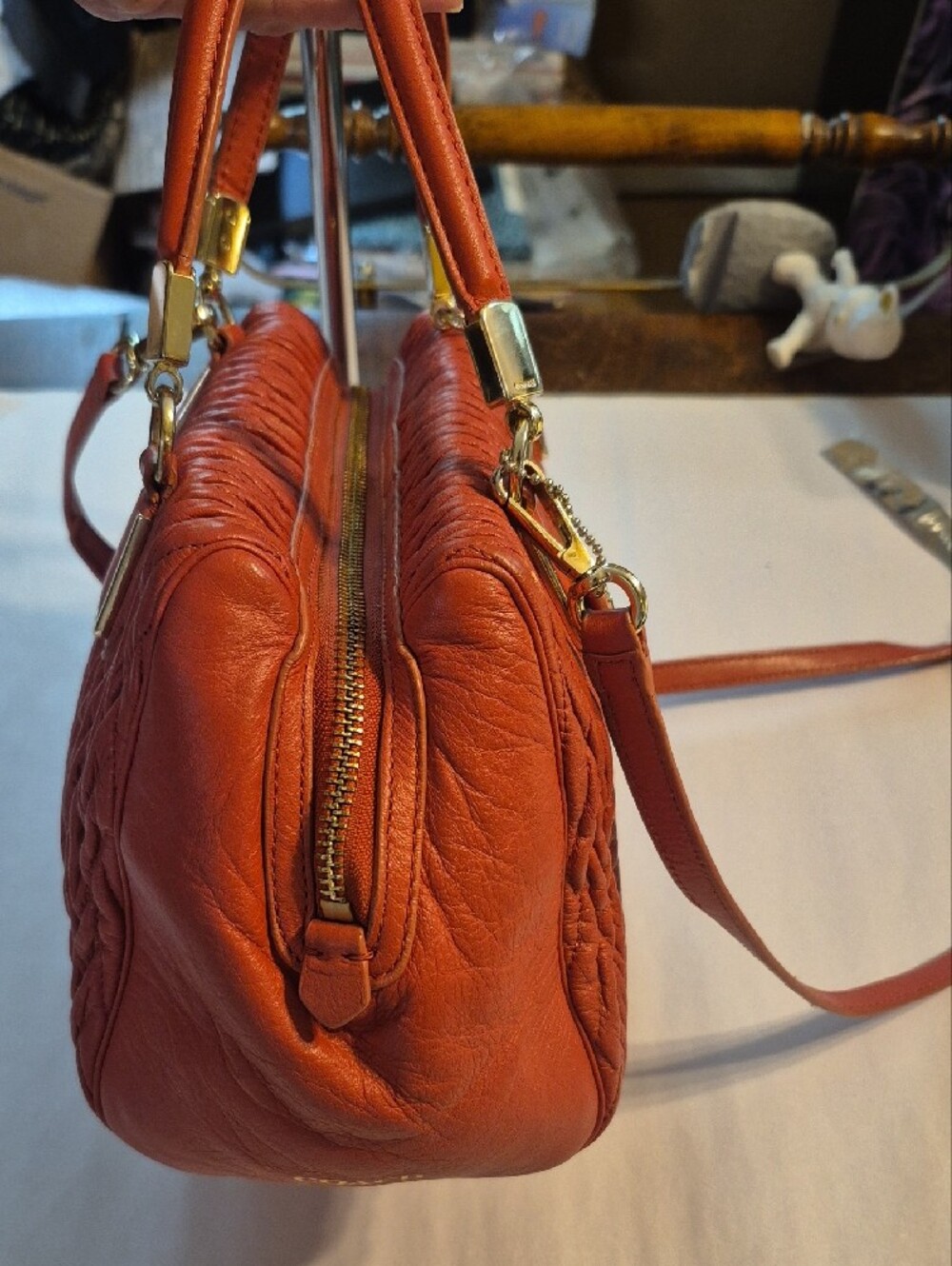 Coach MINI Coral Quilted Leather Shoulder Bag with Gold Hardware - Picture 5 of 10